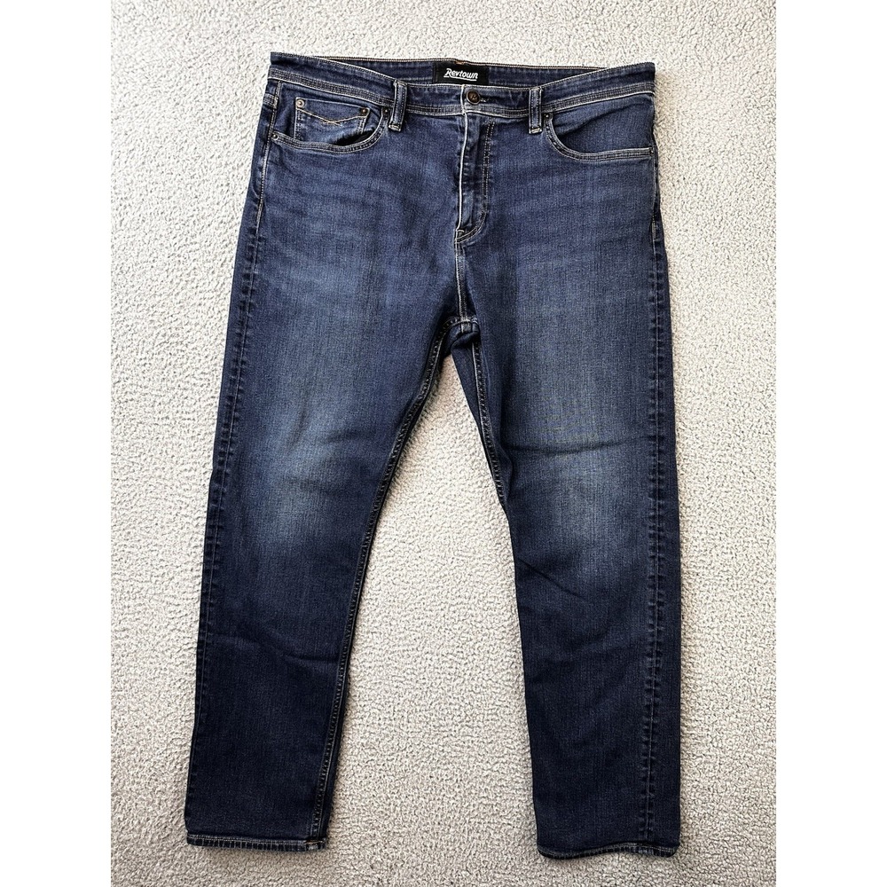 Revtown Mens 38x32 (31) Sharp Jeans Decade Denim Straight Leg Stretch Dark Wash